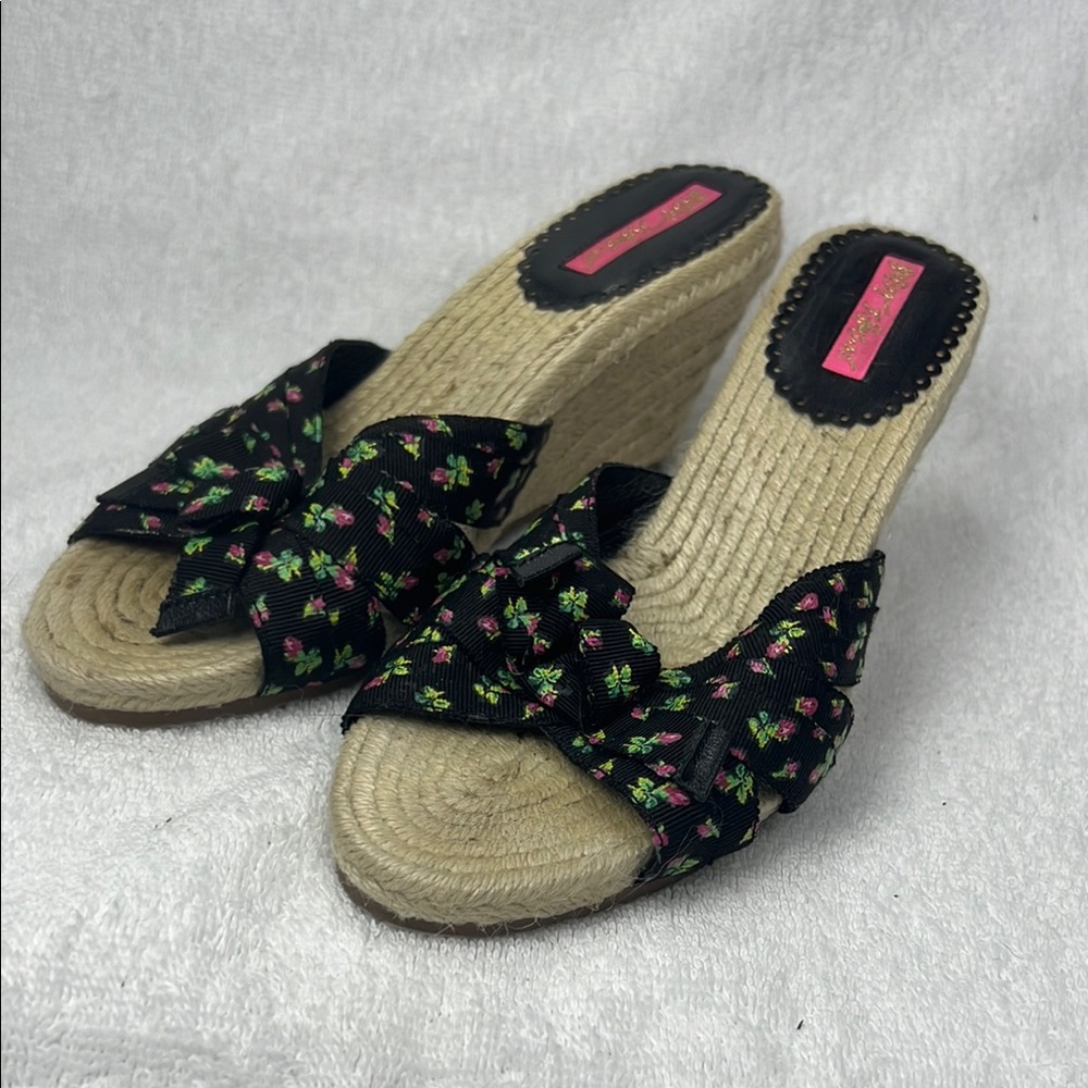Betsy  Johnson , , Floral Wedge Sandals